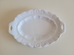 Régi antik Zsolnay porcelán indamintás füles kínáló tál 33,5 cm