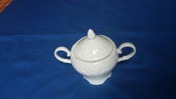 White porcelain sugar bowl with relief pattern