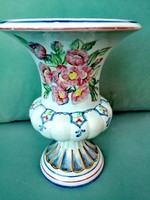 Antik Portugál nagyméretű kézzel festett porcelán kaspó váza