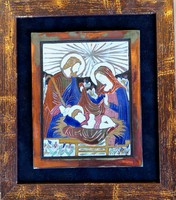 Fk/121 - gergely antal - little Jesus was born / enamel painting with raku technique/
