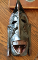 Kenyan mask with wood carved totem wall decoration
