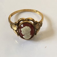 Antik Csehszlovák Aranyozott Ezüst Kámeás Gyűrű Gemma Cameo