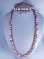 Cultured pearl necklace and bracelet in 14k gold jewelry set