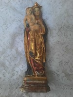 Antik Mária a kis Jézussal fa szobor