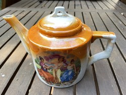 Zsolnay lüszteres antik teáskanna, egyedi, kézzel festett, hibátlan