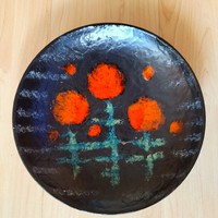 Bodrogkeresztúr ceramic plate with floral motif