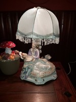 Alba Julia Román Gyönyörű porcelán  Barokk pár csipkés asztali lámpa Gyűjtői szépség