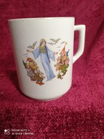 Zsolnay mug with snow white pattern, fairy tale pattern