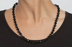 Wonderful black spinel gemstone necklace, 45 cm 925, new