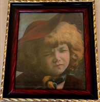 FK/125 - Ismeretlen festőművész – Kislány kalapban című festménye