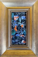 Fk/127 - Ferenc enamel artist with gloves - abstract /fire enamel mural/