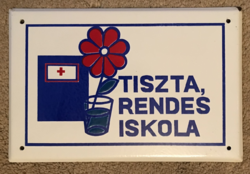 Tiszta rendes iskola - zománctábla (zománc tábla)