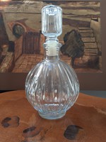 Antique belly ribbed stained glass pouring wine liqueur brandy serving bottle