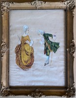 FK/129 - With signature Buza – Rococo scene /silk painting/