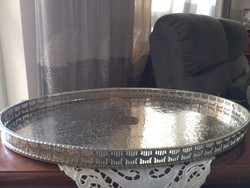 Huge 120 year old silver plated English tray with pierced edge
