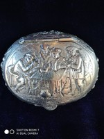 Antik ezüst (800-as Hanau) német nagy tubákos szelence