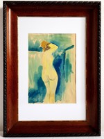 István Szőnyi - female nude watercolor painting