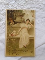 Antique Long Address Art Nouveau Litho / Lithographic Postcard / Greeting Card