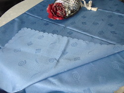 Elegant sky blue silk tablecloth 130 x 160 cm rectangle