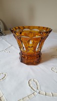 Special, richly polished, pickled, yellow crystal vase