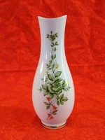 Hollóházi zöld virágos váza 17,5 cm