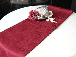 Burgundy red silk tablecloth 153 x 355 cm rectangle