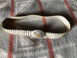 White riveted belt with eagle figure