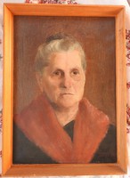 Boros Ida - Glatz Oszkár Tanítványa Olaj / vászon festmény 1930 Öregasszony portréja