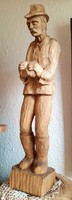Fafaragás, faragott fa szobor, jelzés nélkül, XX.szd második fele, 38 cm,ritka darab