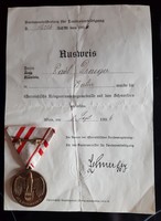 Ww1 on the ribbon of the original Austrian award, with swords, a donor, a certificate of originality named !!!