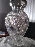 Ólom kristály váza ezüst széllel