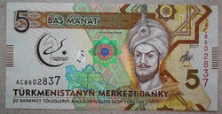 Türkmenisztán 5 Manat 2017 UNC