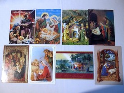 8 db régi Karácsony szentkép megírt képeslap
