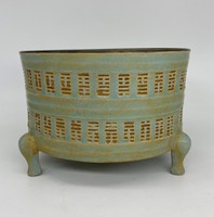 Antique Chinese Rare Collection Turquoise and Celadon Glazed Furnace Porcelain Openwork Bowl China 19 Hundred