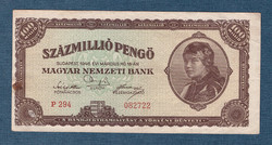 1946 100000000 Pengő  ( Százmillió ) VF Elcsúszott nyomat balra