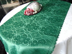 Fűzöld selyemdamaszt asztalterítő 140 x 250 cm téglalap  !