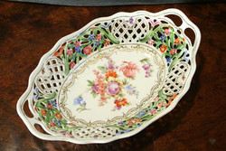 Bowl with flower pattern pierced edge porcelain basket 23x15cm bowl