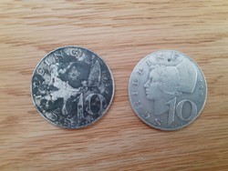 2 pcs silver 10 schilling 1957 austria
