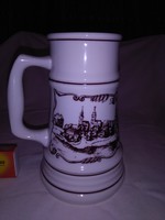 Great Plain porcelain beer mug with Hódmezővásárhely inscription and view