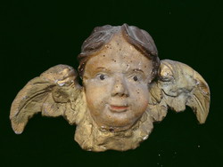 Xviii. Century baroque carved wooden angel putto i.