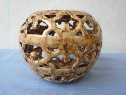 Zsolnay study work from 1974 pierced patterned sphere vase