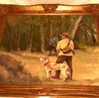 Hunters with dog wide blondel frame 74x64