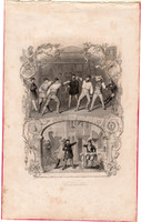 Diák élet (3), acélmetszet 1845, Payne's Universum, eredeti, 14 x 18, metszet, német, vívás,