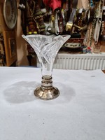 Old silver crystal vase with base