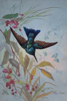 Blue bird, 1947 - major henrik (1895 - 1948) 18x25 cm fairy tale-like small painting