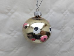 Retro glass Christmas tree decoration with raisins piggy head fairy tale figure