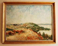 Alexander Wed (1902-1975): view of Tihany - oil painting, framed