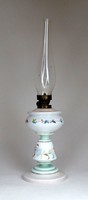 1F565 antique milky white hand painted blown glass kerosene lamp with cylinder