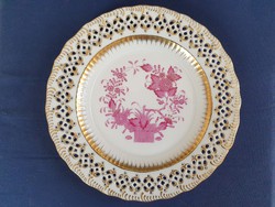 Herend Indian basket pattern pur-pur porcelain decorative plate (wall plate)