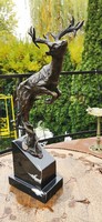 Jumping deer - bronze statue